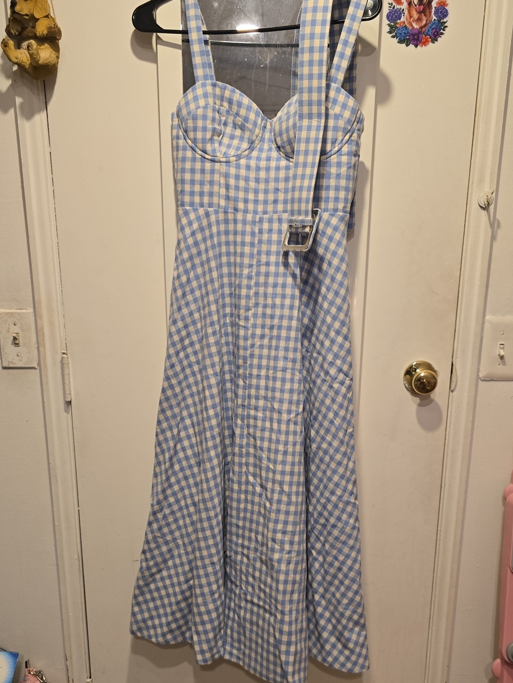 0Ruby And Jenna Gingham Checker Sweetheart Midi Dress